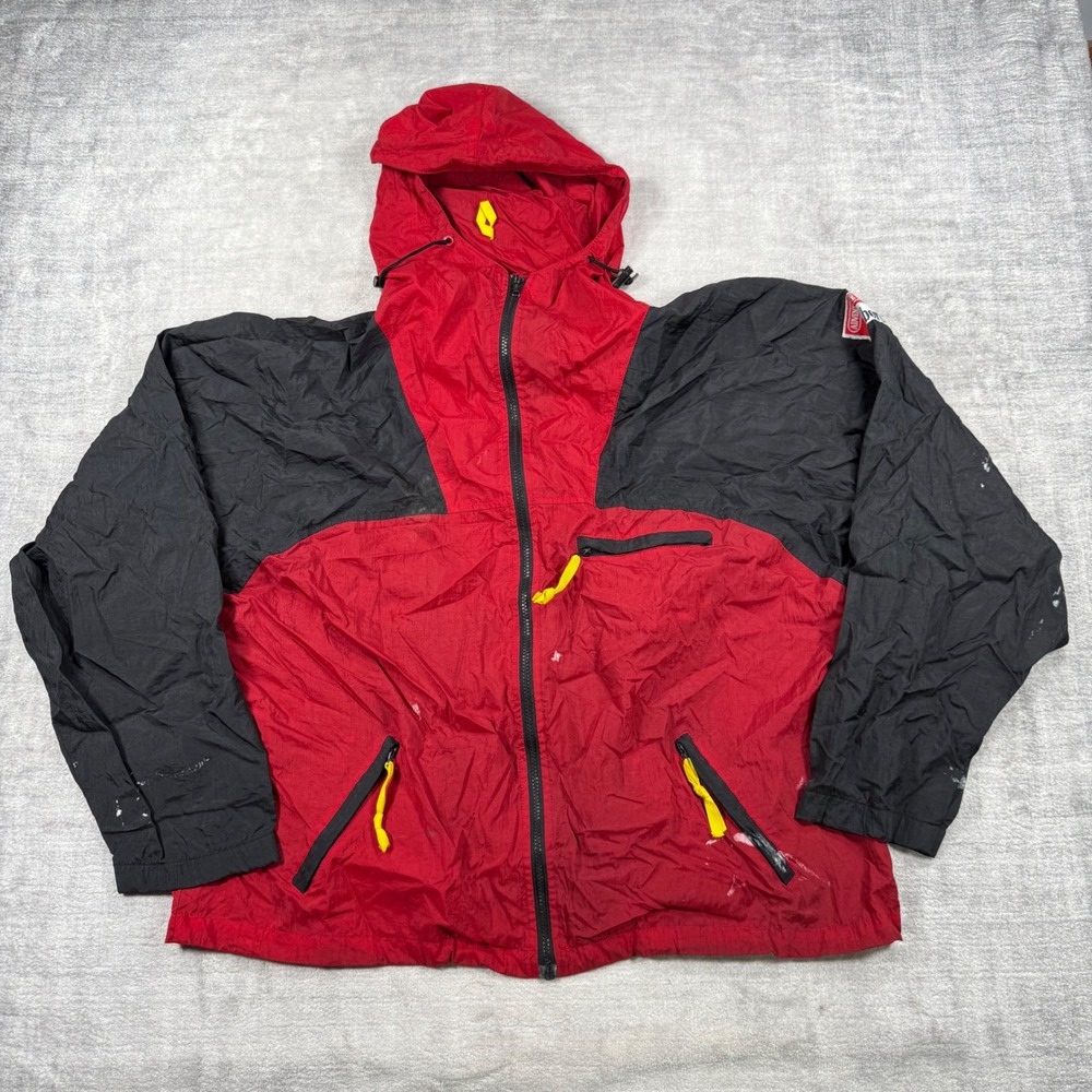 Marlboro Adventure Team Windbreaker Mens XL Red Black Vintage 90s Hooded Jacket